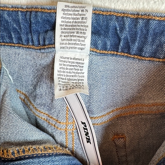 NWT PINK Victoria’s Secret High Rise Cutoff Denim Jean Shorts Size 16 Distressed - Picture 5 of 7